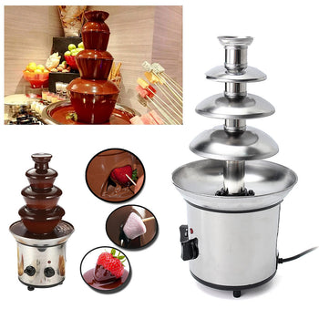 4 Tiers 170W Chocolate Fondue Fountain Maker Heated Melting Xmas Party Fondue Machine