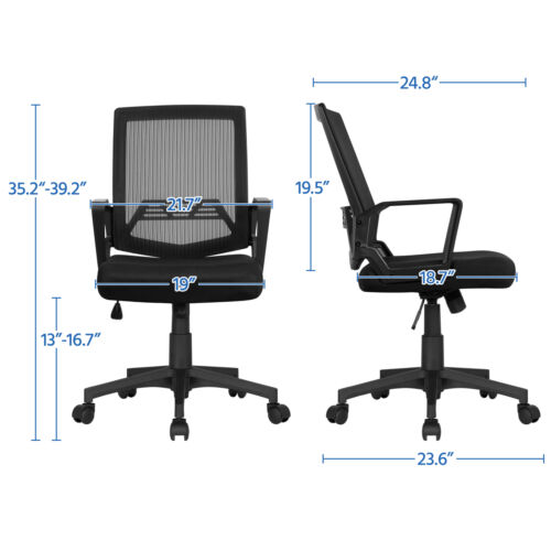 Ergonomic Executive Mesh Chair Swivel Mid-Back Office Chair Computer Desk Black