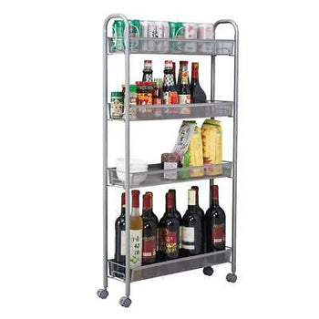 4-Tier Gap Kitchen Slim Slide Out Storage Tower Rack with Wheels, Cupboard