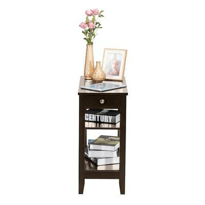 Hot Style Night Stand End Side Bedside Table Organizer Coffee 2 Layer Drawer