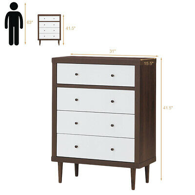 4 Drawer Dresser Wood Chest of Drawers Storage Freestanding Cabinet Indoor
