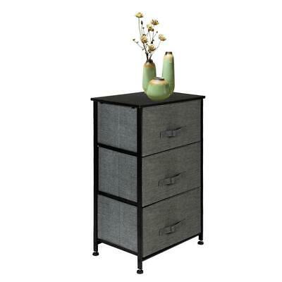 3 Tier Fabric Cabinet Bedside Table Storage Unit Metal Frame Organiser Chest
