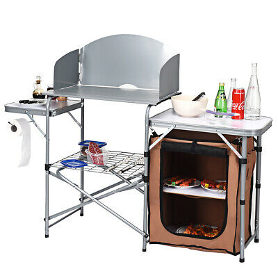 BBQ Picnic Folding Table Camp Portable Camping Cook Grilling Station Practical