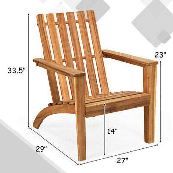 2PCS Patio Acacia Wood Adirondack Chair Lounge Armchair Durable Outdoor Garden