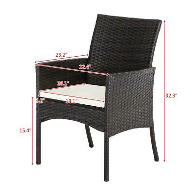 3Pcs Patio Furniture Rattan Sofa Set Garden Yard /w  Cushions Wicker Table Chair