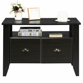 Simple House &Office Lateral File Cabinet Coffee Table w/Display Shelf 2 Drawer