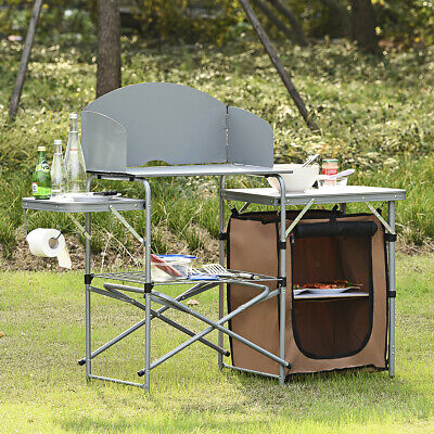 BBQ Picnic Folding Table Camp Portable Camping Cook Grilling Station Practical