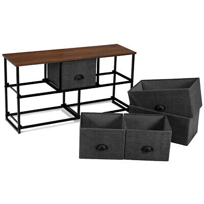 5 Drawers Dresser Storage Unit Side Table Display Organizer Dorm Room Wood Black