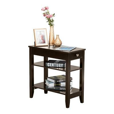 Hot Style Night Stand End Side Bedside Table Organizer Coffee 2 Layer Drawer