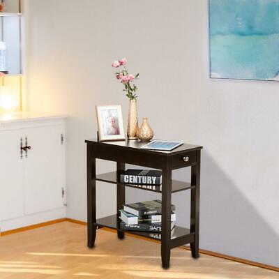 Hot Style Night Stand End Side Bedside Table Organizer Coffee 2 Layer Drawer