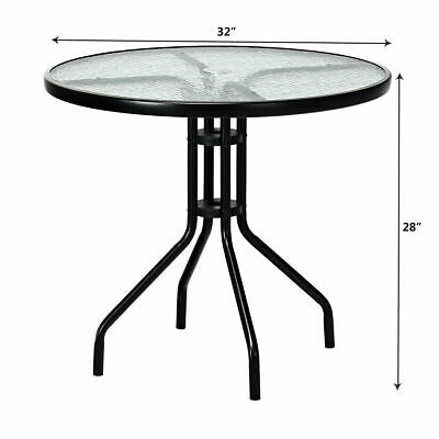 6PCS Patio Garden Furniture Set 4 Folding Chair Round Table Crank Tilt Umbrella