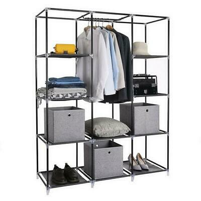 New 4 Tier Portable Closet Holder Clothes Wardrobe Large Storage Space Rack