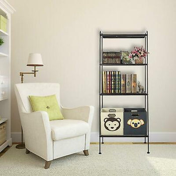 Heavy Duty 4 Tier Leaning Shelf Bookcase Bookshelf Storage Shelves Unit Rack