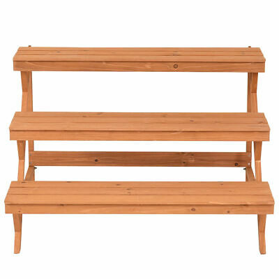 3 Tier Wood Plant Stand Flower Pot Display Rack Stand Holder Shelf Step Ladder