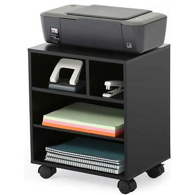 Black Mobile Laptop Printer Stand Rolling Computer Stand Portable Office Table