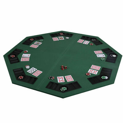 48" Green Octagon 8 Player Four Fold Folding Poker Table Top & Carrying Case