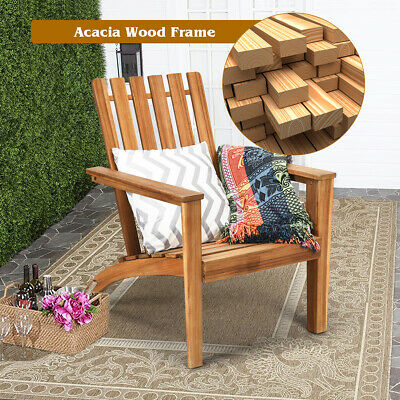 2PCS Patio Acacia Wood Adirondack Chair Lounge Armchair Durable Outdoor Garden