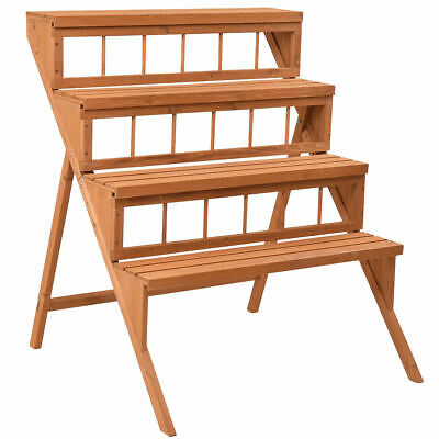 4 Tier Wood Plant Stand Flower Pot Holder Display Shelves Rack Stand Ladder Step