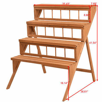 4 Tier Wood Plant Stand Flower Pot Holder Display Shelves Rack Stand Ladder Step