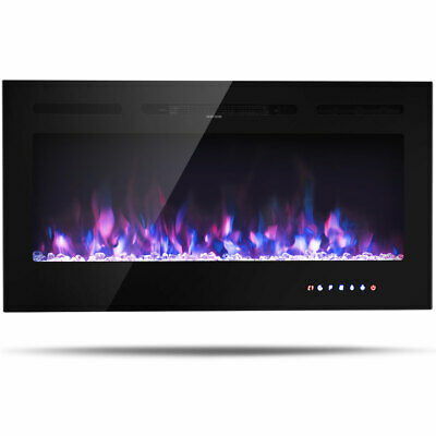 40 " Electric Fireplace Recessed and Wall Mounted 750W/1500W W/ Multicolor Flame