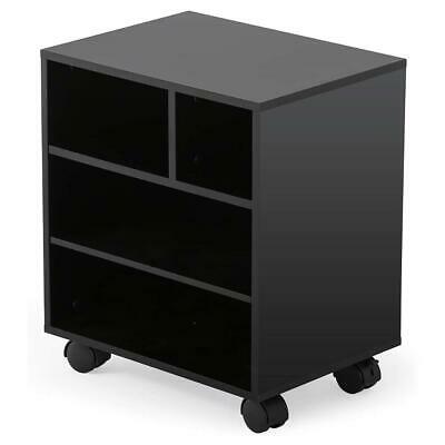 Black Mobile Laptop Printer Stand Rolling Computer Stand Portable Office Table