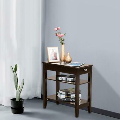 Hot Style Night Stand End Side Bedside Table Organizer Coffee 2 Layer Drawer