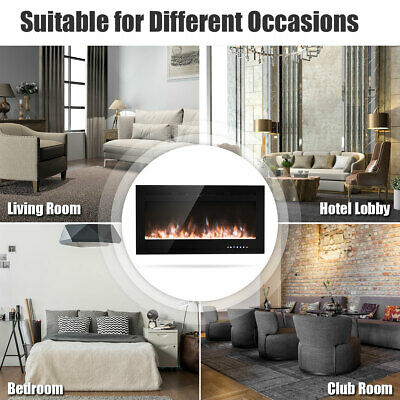 40 " Electric Fireplace Recessed and Wall Mounted 750W/1500W W/ Multicolor Flame