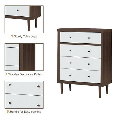 4 Drawer Dresser Wood Chest of Drawers Storage Freestanding Cabinet Indoor