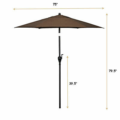 6PCS Patio Garden Furniture Set 4 Folding Chair Round Table Crank Tilt Umbrella