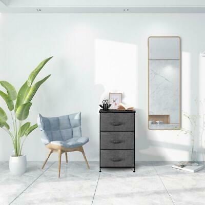 3 Tier Fabric Cabinet Bedside Table Storage Unit Metal Frame Organiser Chest