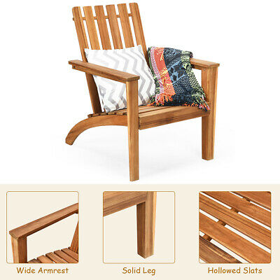 2PCS Patio Acacia Wood Adirondack Chair Lounge Armchair Durable Outdoor Garden