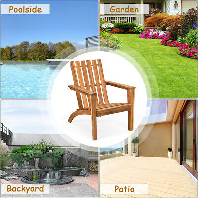 2PCS Patio Acacia Wood Adirondack Chair Lounge Armchair Durable Outdoor Garden