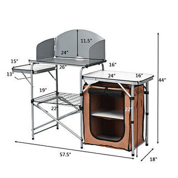 BBQ Picnic Folding Table Camp Portable Camping Cook Grilling Station Practical
