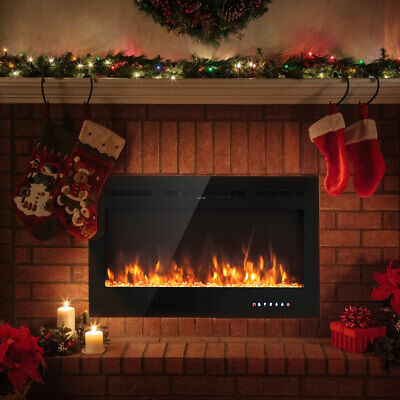 40 " Electric Fireplace Recessed and Wall Mounted 750W/1500W W/ Multicolor Flame