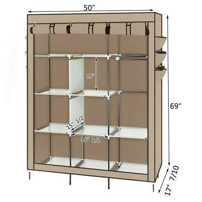 69" Wardrobe Portable Closet Storage Organizer Clothes Shoe Rack w/Shelves Store