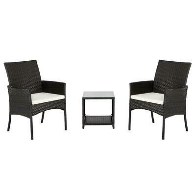 3Pcs Patio Furniture Rattan Sofa Set Garden Yard /w  Cushions Wicker Table Chair