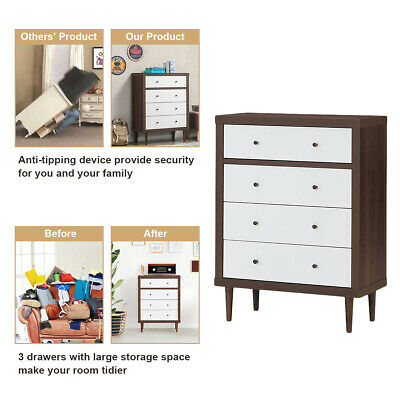 4 Drawer Dresser Wood Chest of Drawers Storage Freestanding Cabinet Indoor