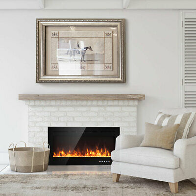 40 " Electric Fireplace Recessed and Wall Mounted 750W/1500W W/ Multicolor Flame