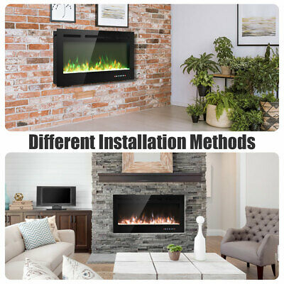 40 " Electric Fireplace Recessed and Wall Mounted 750W/1500W W/ Multicolor Flame