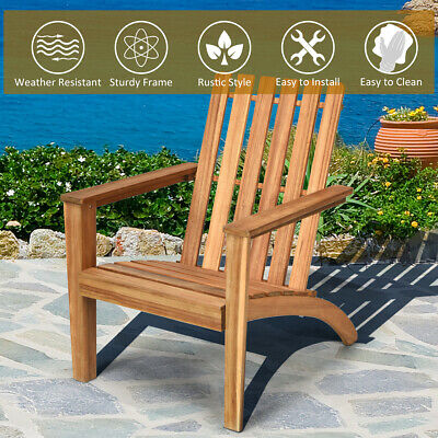 2PCS Patio Acacia Wood Adirondack Chair Lounge Armchair Durable Outdoor Garden