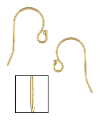 14k Gold Filled Ball End Ear Wire Hook Earring Findings 10pcs #6203-1