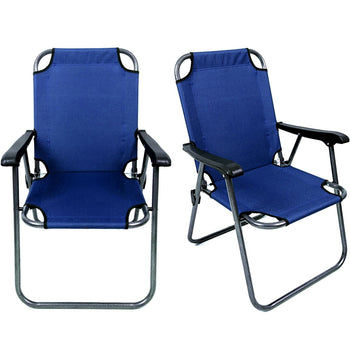 2 Blue Outdoor Patio Folding Beach Chair Camping Chair Arm Lightweight Portable