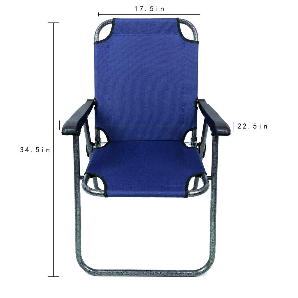 2 Blue Outdoor Patio Folding Beach Chair Camping Chair Arm Lightweight Portable