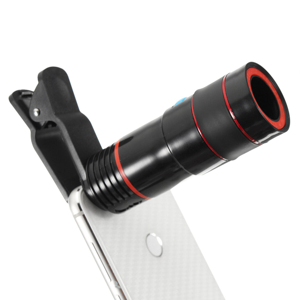 Universal 8X-12X Zoom Telescope Clip-on Camera Lens for Smartphone Tablets